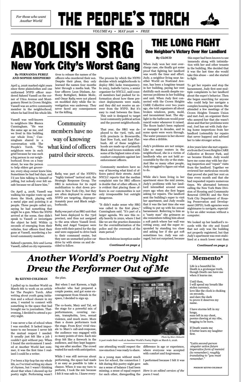 Issue 3 front cover of May 2026 edition of the People's Torch