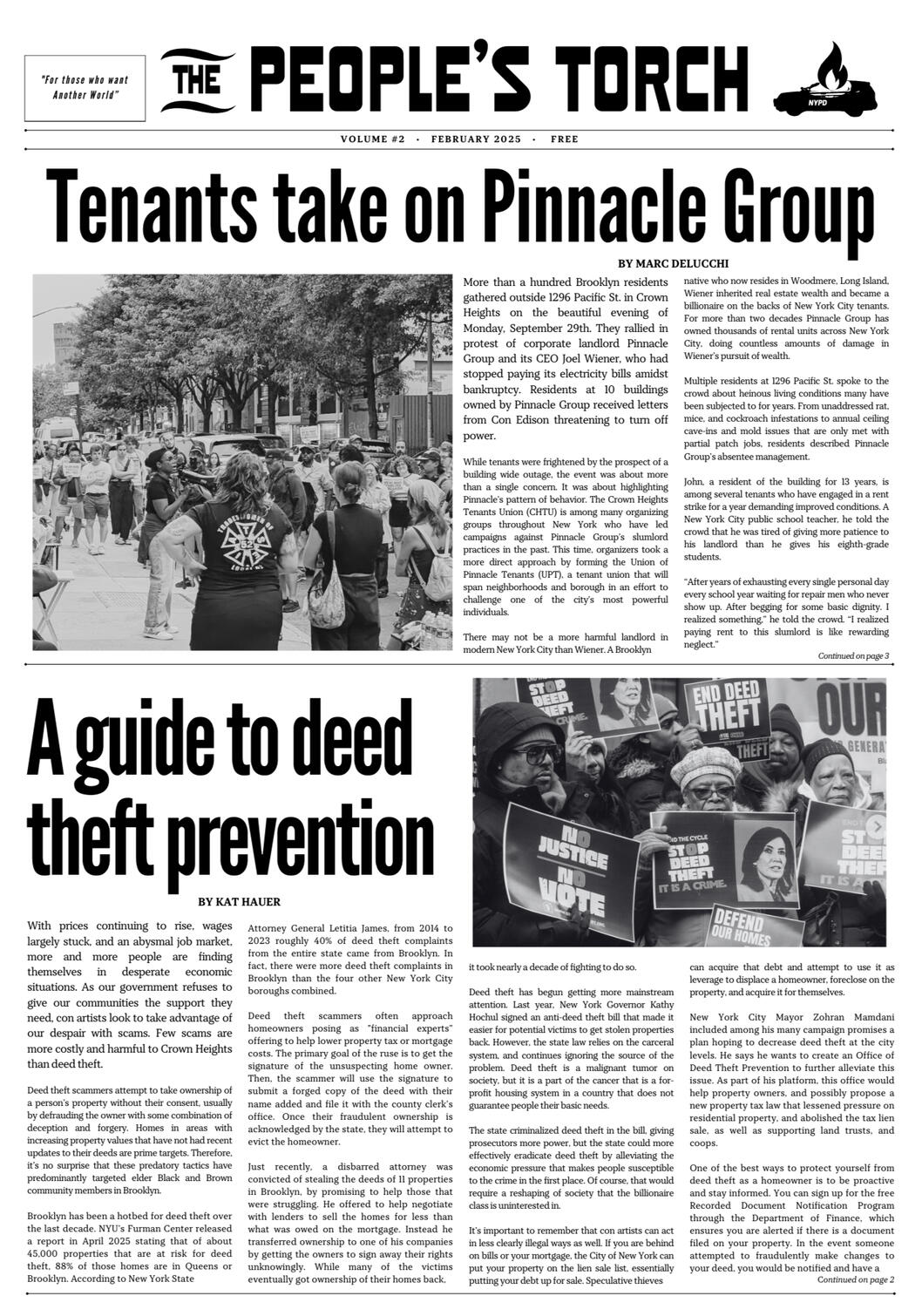 Issue 2 - March 2026 the front page of the March edition of the People's Torch